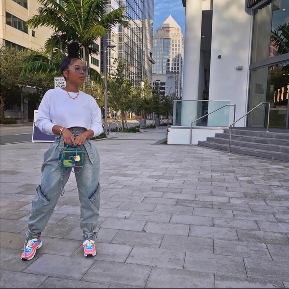 Mina Monroe DeniMM Bag Lady pants - Paper Bag Waist Denim - Picture 2 of 3